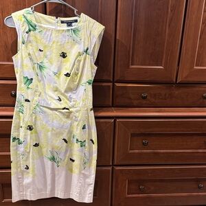 French Connection Yellow and Green Floral Midi Dress